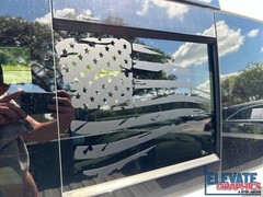 2009-2018 Fits Ram 1500 Back Window Flag Stripes Graphics Vinyl Stickers Decals