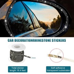 Ohleats Bling Car Trim Self Adhesive, 16.4 Ft Auto Interior Exterior Black
