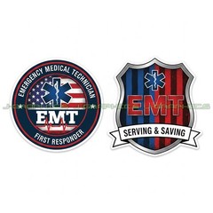 EMT Emergency Medical Technician Vinyl Decal Sticker 2 Pack B