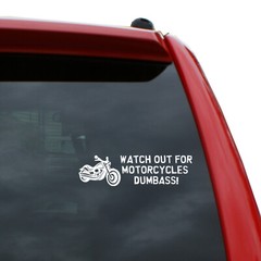 Watch out For Motorcycles Vinyl Decal | Color: White | 2.2″ x 8″