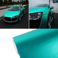 Premium Satin Matte Chrome Metallic Teal Blue Vinyl Film Wrap Sticker