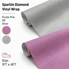 1FT x 4FT Matte Sparkle Diamond Purple Pink Vinyl Wrap Adhesive Decal Sticker