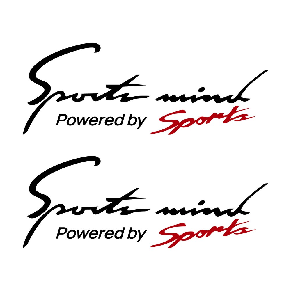 2pcs SPORTS MIND Powered by Sports (10″ x 3.75″) Decal Vinyl Stickers Signature