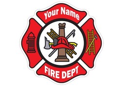 Customized Fire Department Maltese Cross Vinyl Decal Outdoor Laminated 2″-52″