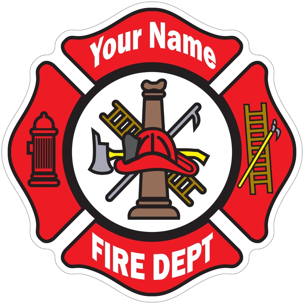Customized Fire Department Maltese Cross Vinyl Decal Outdoor Laminated 2″-52″