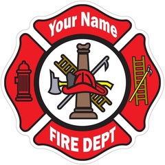 Customized Fire Department Maltese Cross Vinyl Decal Outdoor Laminated 2″-52″