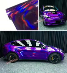 Purple Glossy Holographic Chrome Chameleon Rainbow Car Vinyl Wrap PVC Sticker US