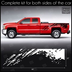 Universal Tattered Dirt Pattern Side Bed Accent Decals Truck/SUV (Choose Color)