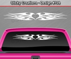 #109 TRIBAL FLAME HEART Decal Sticker Windshield Window Vinyl Banner Design Car