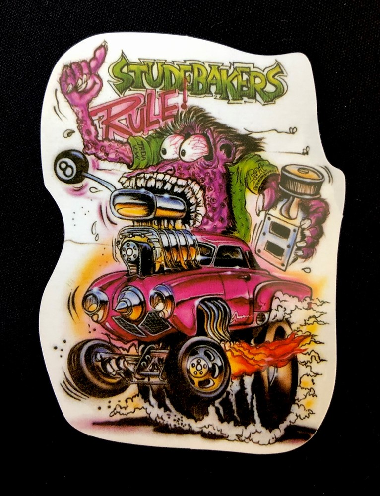 HOT ROD STICKER“HOT PINK STUDEBAKERS RULE” 2 3/4 X 4“AMAZING LOOKING STICKER!!!
