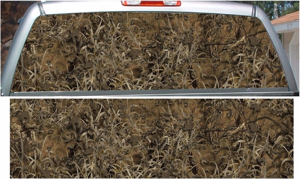 Grassland camouflage hunting rear window view thru graphic decal wrap