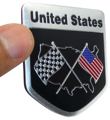 ALUMINUM United States Flag Decal Sticker Car, Motorcycle, Patriotic 2″ x 2″