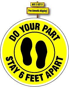 Do Your Part Stay Back 6 Feet Apart Safety Decal 5.25″ x 5.25″p645