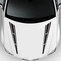 2Pcs Sport Racing Car Hood Stripe Vinyl Stickers Cover Decals Bonnet Decor Black