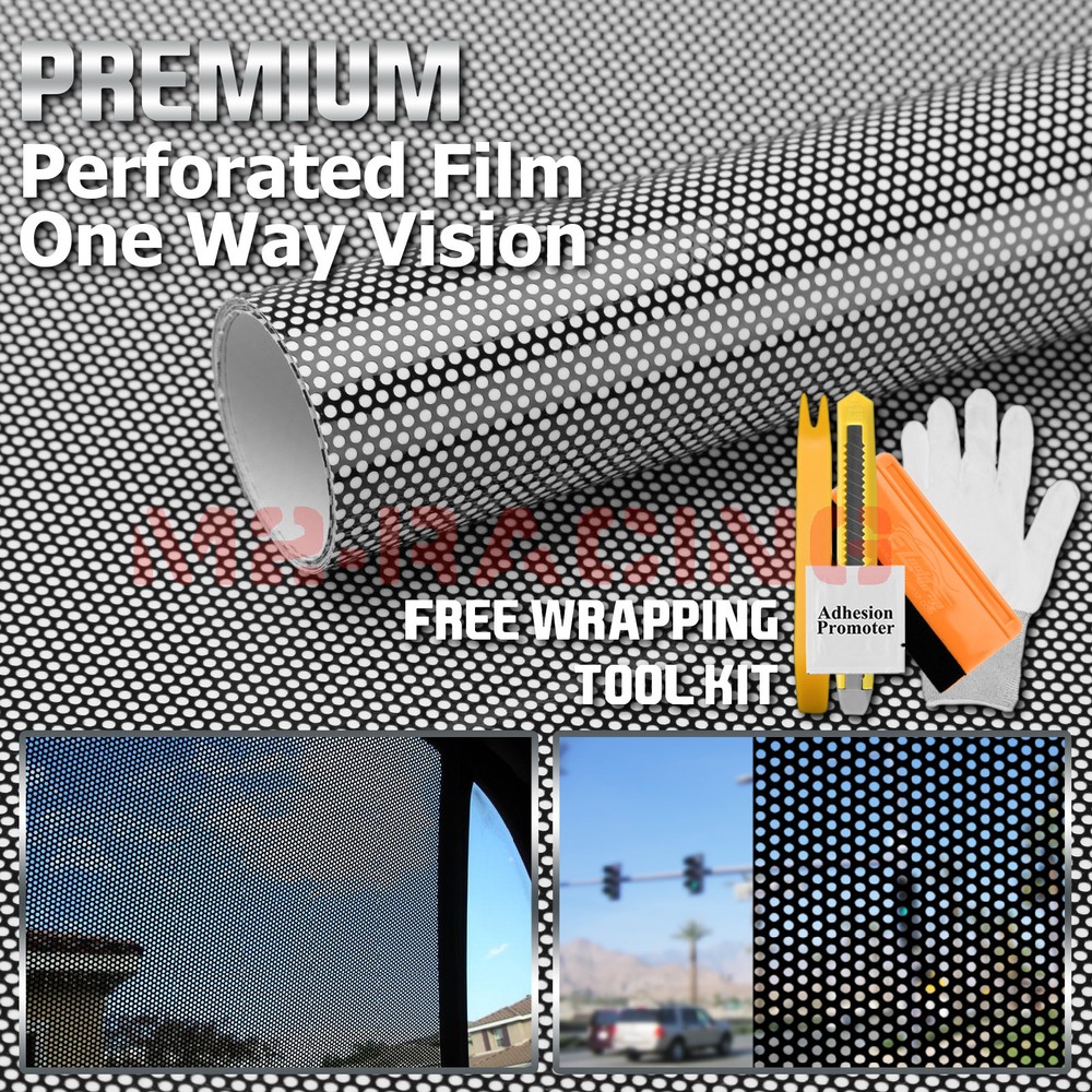 【One Way Vision】 Black Perforated Print Media Vinyl Window Sticker Sheet Film