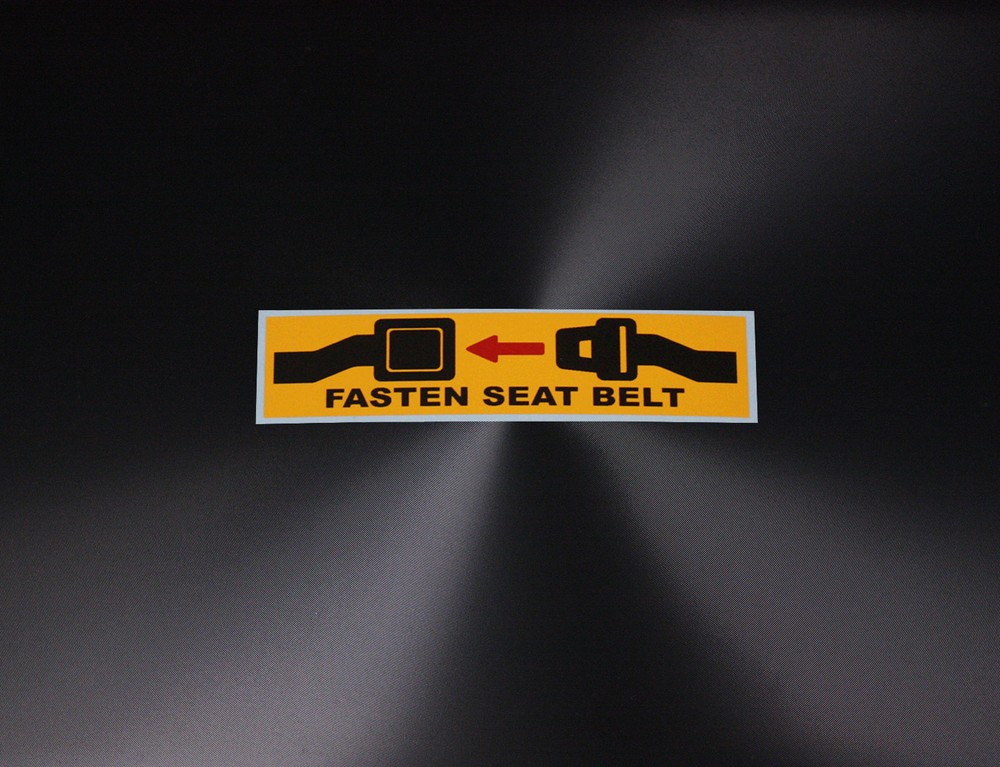 2 pcs Warning Label Fasten Seat Belt Sign Printed Yellow Black Red Sticker Decal