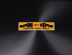 2 pcs Warning Label Fasten Seat Belt Sign Printed Yellow Black Red Sticker Decal