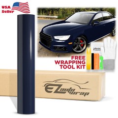 High Gloss Midnight Blue Car Vinyl Wrap Sticker Decal Sheet Film DIY Air Release