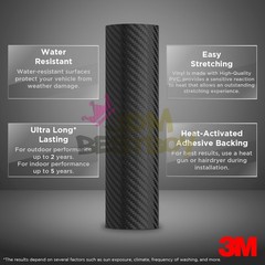Genuine 3M 2080 Series CFS12 Carbon Fiber Black Vinyl Wrap Vehicle Film Decal