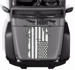 DIY White Waterproof US Flag Graphics Sticker for Jeep Car SUV Truck Hood Trunk