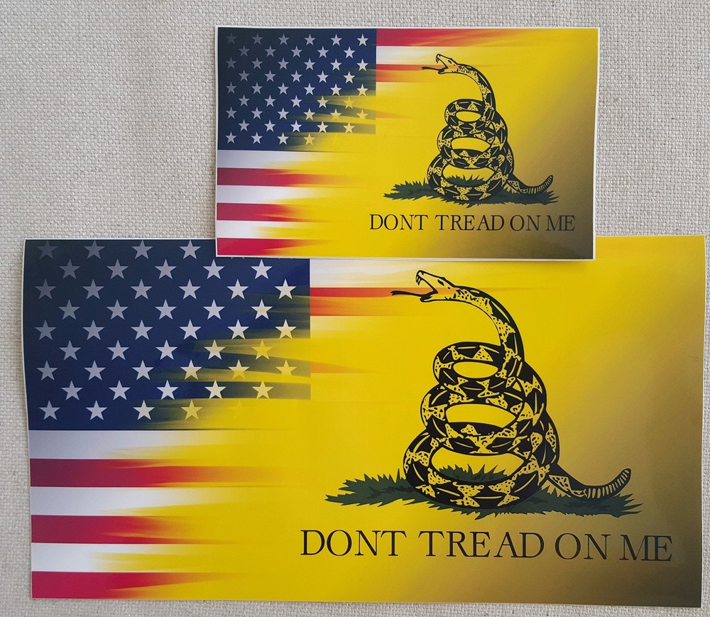 (2) 5″x8″ & 3″X5″ Dont Tread On Me Gadsden Flag Vinyl Decal USA SHIPPING
