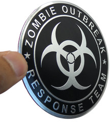 ALUMINUM Zombie Outbreak Response Team Car Decal 3″ in diameter