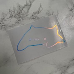 One Bongo Cat Meme Vinyl Decal Sticker – Laptop/Car/Window, Iridescent Opal