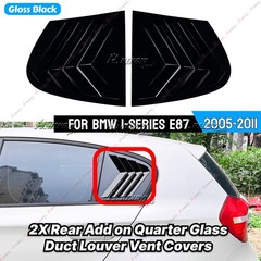 Black Side Rear Window Louvers Shutter Vent Cover For BMW 1Series E87 2005-2011