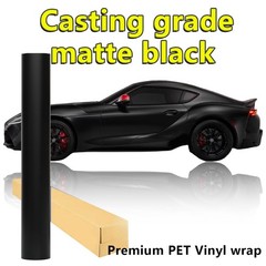 5FTx50FT PET Matte Black Vinyl Wrap Self-Adhesive Air Release US Stock