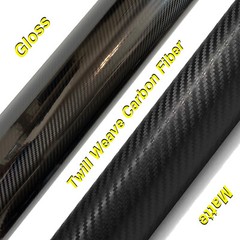 Twill-Weave High Gloss and Dry Matte Black Carbon Fiber Vinyl Wrap Air Release