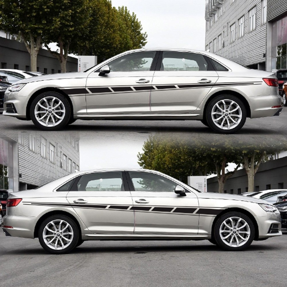 2PC Set Racing Sport Side Fender Skirt Stripe Vinyl Decal Sticker For Car SUV US