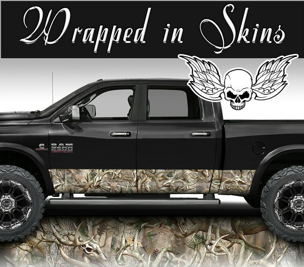 Buck Skull Camo MATTE Rocker Wrap Decal Truck Wrap Deer Camouflage #A011 13′