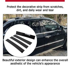For 2007-13 2014 Cadillac Escalade Black B-Pillar Posts Door Window Trim Cover A