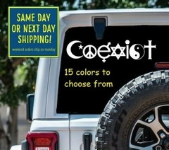 4 Sizes COEXIST car window Sticker Decal Laptop Macbook Wall Tablet iPad Gift