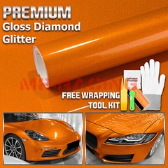 Gloss Glitter Orange Sparkle Metallic Car Vinyl Wrap Sticker Decal Sheet Film