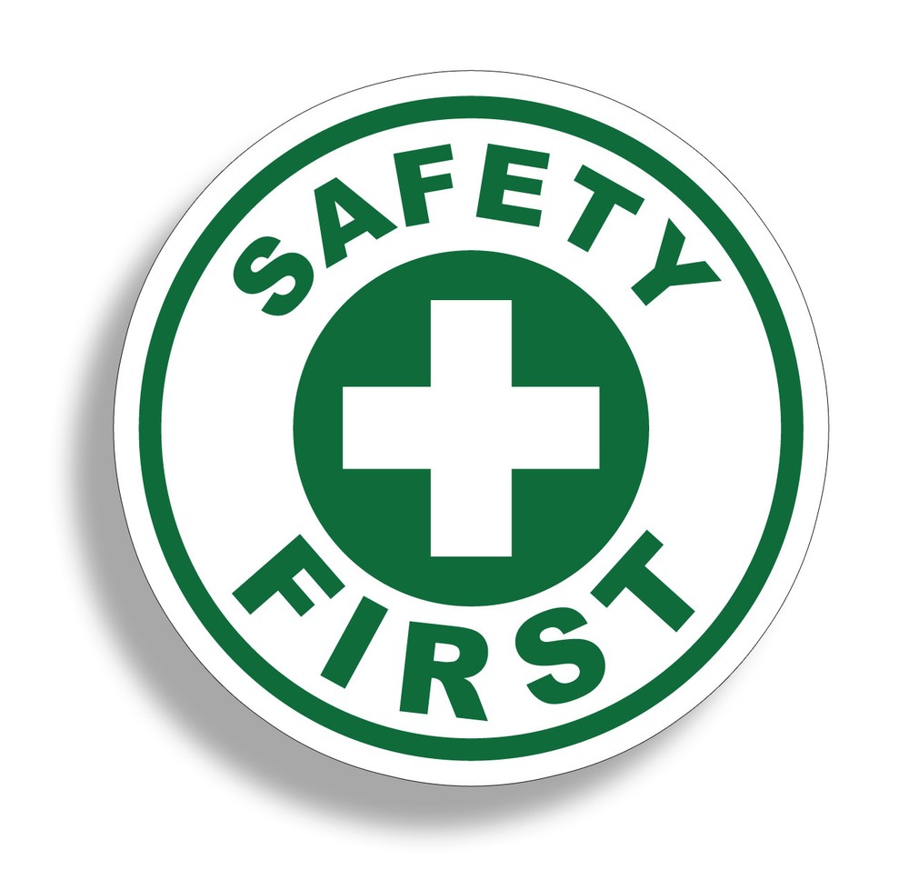 Safety First Sticker Green Vinyl Circle Safe Aid 1st OSHA Emergency 4″ Decal