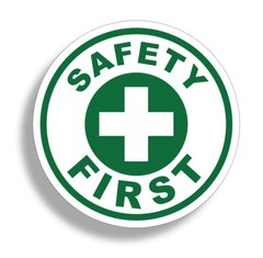 Safety First Sticker Green Vinyl Circle Safe Aid 1st OSHA Emergency 4″ Decal