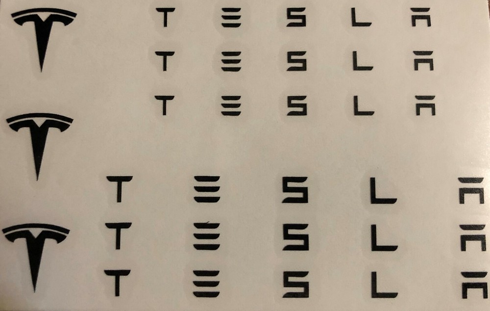 9 TESLA Brake Caliper Logo Vinyl Decals Stickers Heat Resistant