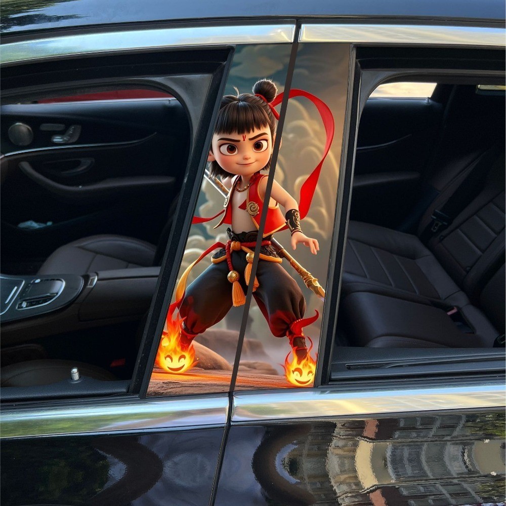 2PCS Car middle column sticker Nezha2 ONE PIECE window B pillar protective film