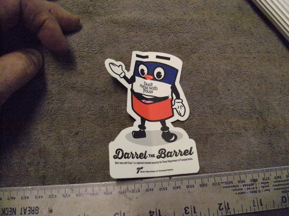 Darrel the Barrel NOS Anti Littering Sticker, New See Pictures