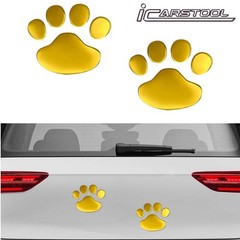 4 PCS 3D Gold Dog Paw Car Decal Auto Bumper Window Laptops Decor Emblem Decal