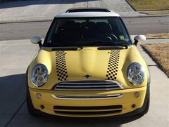 Mini Cooper Bonnet Checkered Stripes Hood Vinyl Decal Graphics 2002 2003 2004