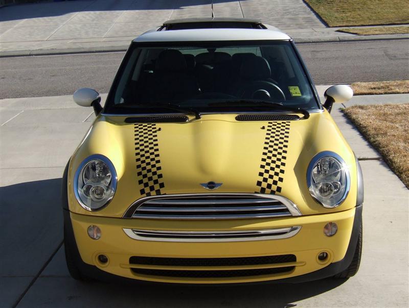 Mini Cooper Bonnet Checkered Stripes Hood Vinyl Decal Graphics 2005 2006 2007