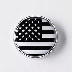 B&W US Flag Circular Metal Emblem American Badge USA Sticker Free Shipping!