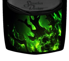 Abstract Lime Green Fire Fiery Flames Graphic Car Truck Vinyl Decal Hood Wrap