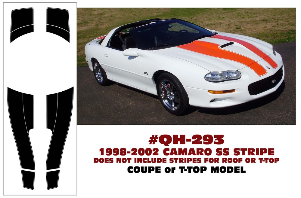 QH-293 1998 2002 CHEVY CAMARO SS – COUPE OR T-TOP – STRIPE KIT – NO ROOF STRIPES