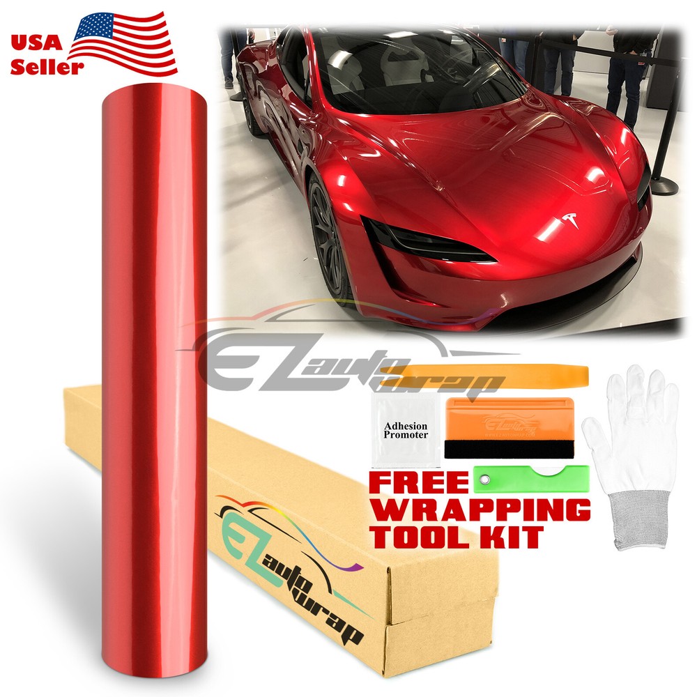 Gloss Metallic Red Candy Decal Car Vinyl Wrap Film Sticker Sheet Sparkle DIY