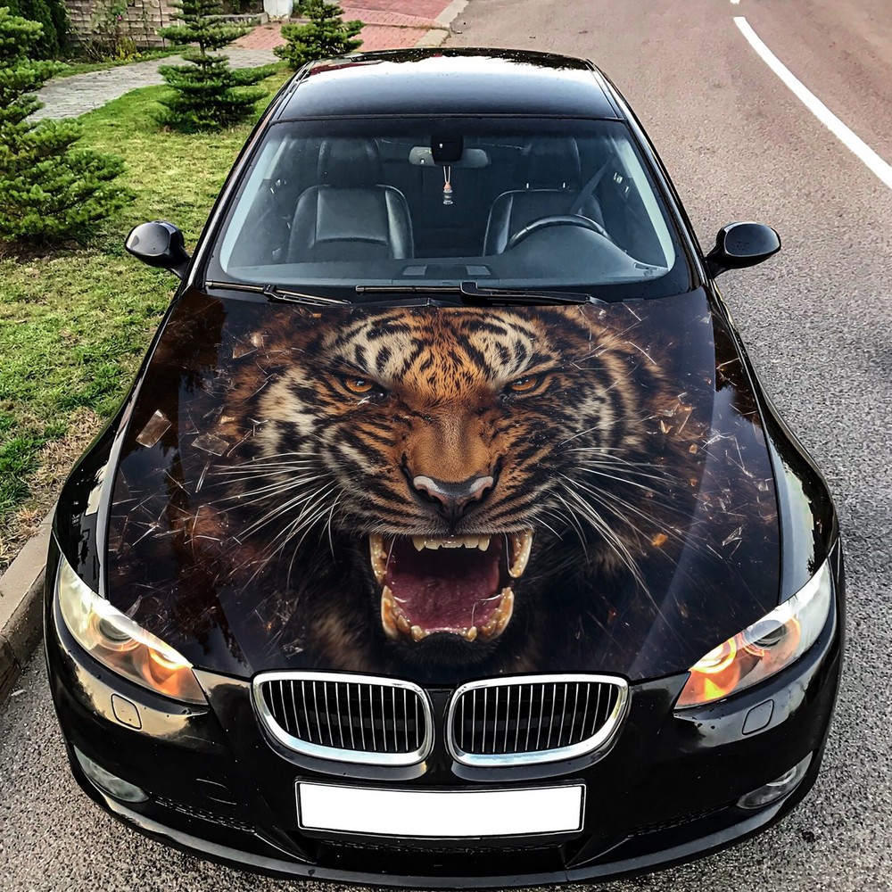 Angry Tiger Car Hood Wrap Decal Vinyl Sticker Full Color Graphic Fit any Car