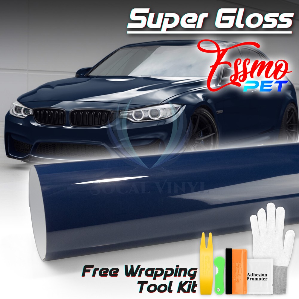 ESSMO PET Super Gloss Midnight Blue Vehicle Vinyl Wrap Decal Sheet Like Paint