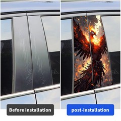 2PCS Beautiful Phoenix Car B Pillar Animals Decor Scratches Doors Vinyl Decals